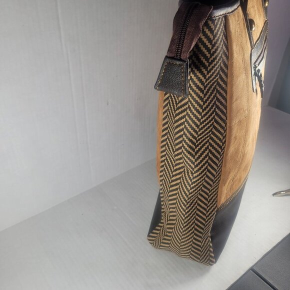 Vaan & Co. Women Milano Upcycled Genuine Leather Herringbone Tote - Picture 9 of 15